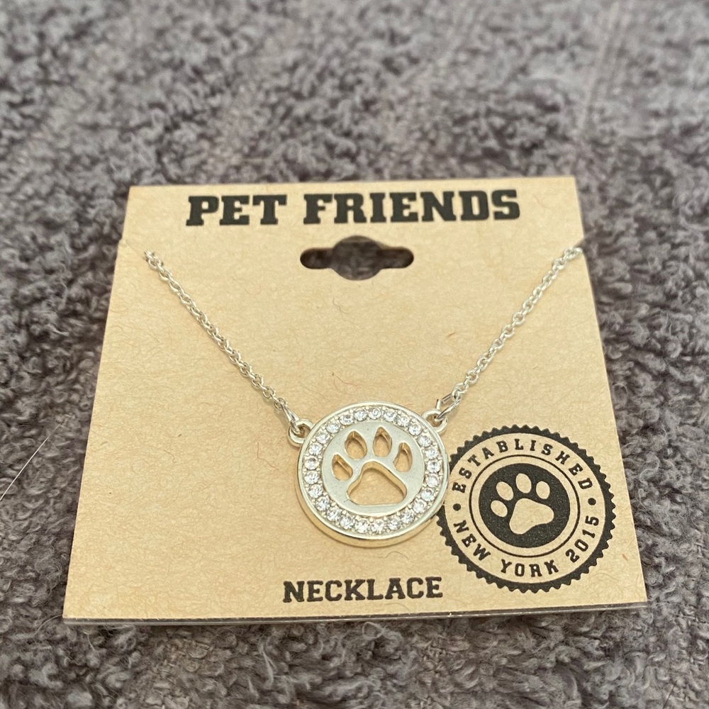 Silver Paw Print Necklace - New -